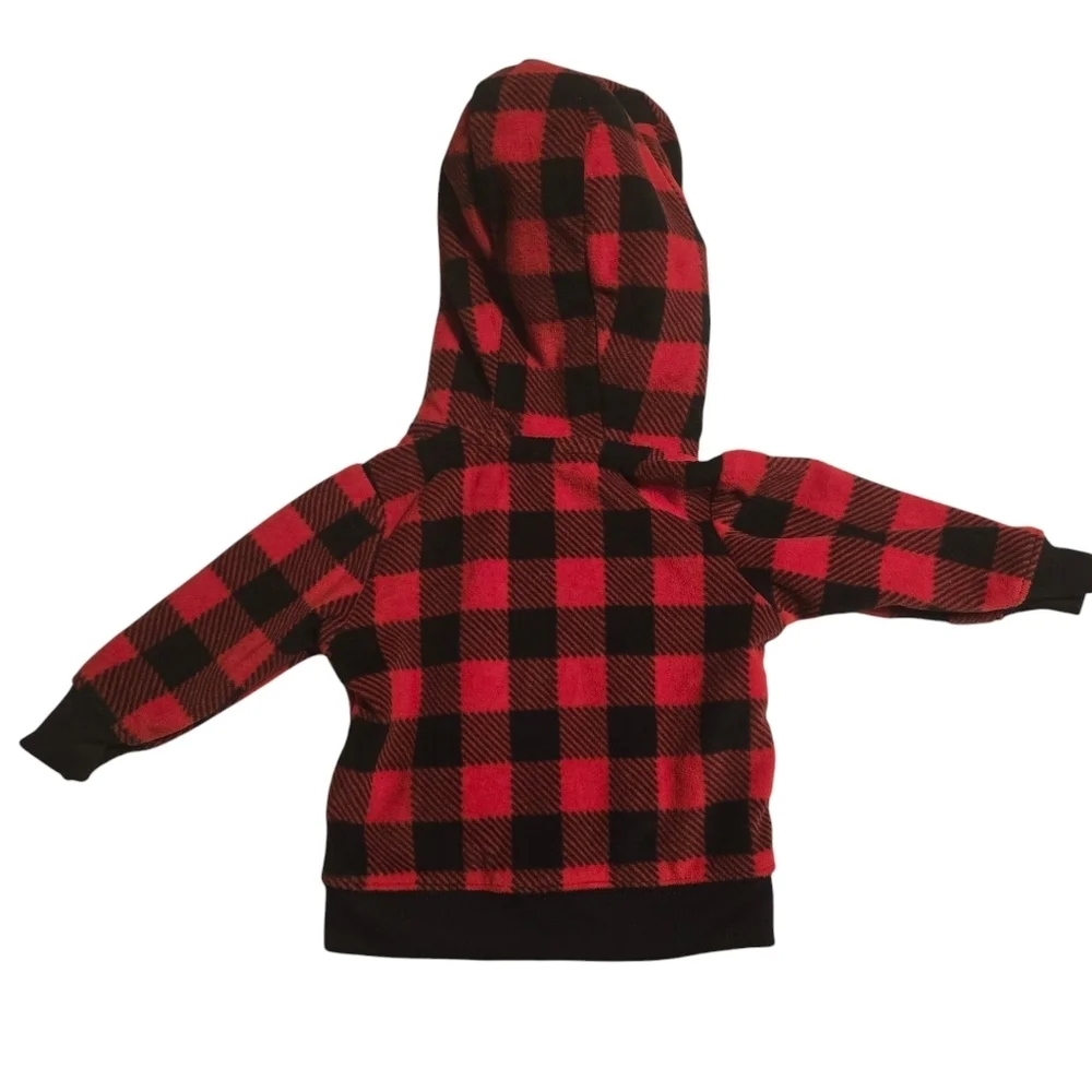 Infant Red Plaid Bear Hoodie, Size 3 Months